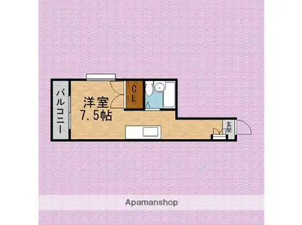 柏町ハイツ(ワンルーム/1階)の間取り写真