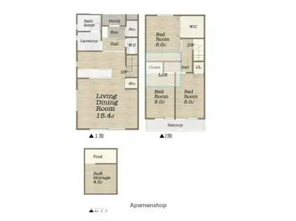 メゾン・ド・ブリックB(3LDK/2階)の間取り写真