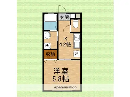 メゾン原Ⅰ(1K/1階)の間取り写真