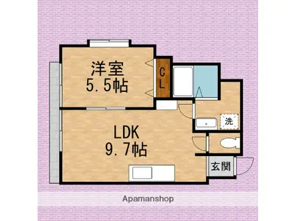 アイル富士見(1LDK/1階)の間取り写真