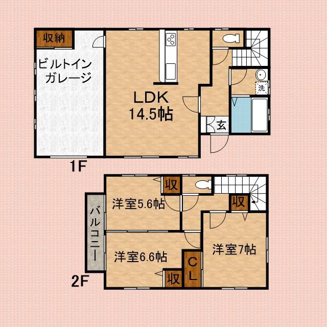 東武鉄道東上線 志木駅 バス乗車時間:8分 宗岡小バス停で下車 徒歩8分 2階建 築20年(3LDK)の間取り写真