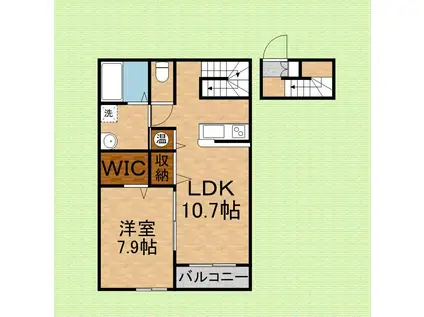 ハッピータウンE棟(1LDK/2階)の間取り写真