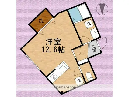 フェリス(ワンルーム/2階)の間取り写真