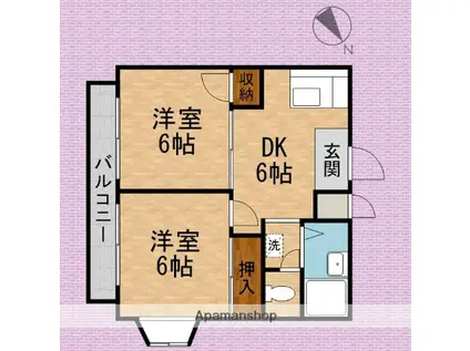 ラ・エトワールB(2DK/2階)の間取り写真