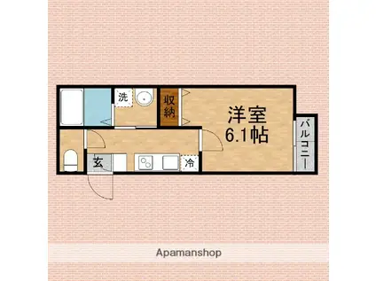 ヴィラート上福岡(1K/2階)の間取り写真