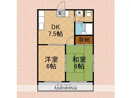 バンブーズ(2DK/3階)の間取り写真