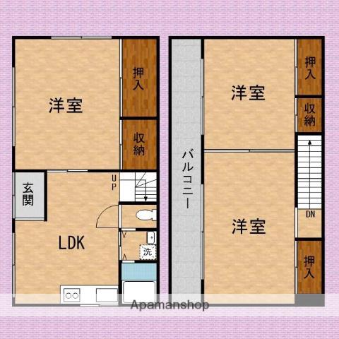 東武鉄道東上線 朝霞駅 徒歩14分 2階建 築48年(3LDK)の間取り写真