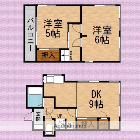 東武鉄道東上線 ふじみ野駅 徒歩32分 2階建 築56年(2DK)の間取り写真