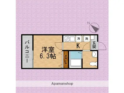 キャメル南古谷駅前通C棟(1K/1階)の間取り写真