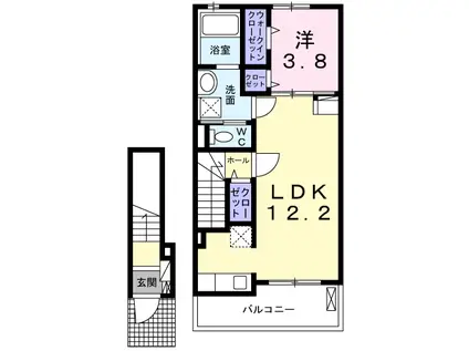 東武鉄道東上線 新河岸駅 徒歩18分 3階建 新築(1LDK/2階)の間取り写真