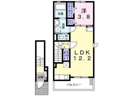 東武鉄道東上線 新河岸駅 徒歩18分 3階建 新築(1LDK/2階)の間取り写真