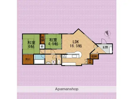 木野目戸建(2LDK/1階)の間取り写真