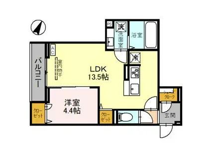 D-SERENO上福岡(1LDK/3階)の間取り写真