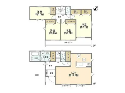 東武鉄道東上線 ふじみ野駅 徒歩13分 2階建 築2年(4LDK)の間取り写真