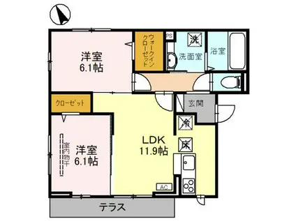 ドエルH(2LDK/1階)の間取り写真