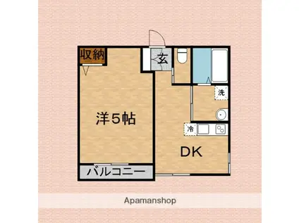 PLUMAS北野(1DK/1階)の間取り写真