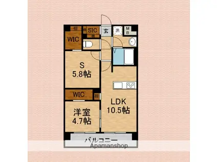 MIMOSA北朝霞(1SLDK/3階)の間取り写真