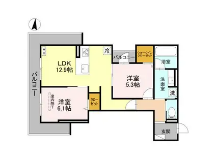 トリアングル(2LDK/3階)の間取り写真