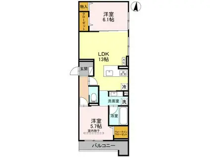 トリアングル(2LDK/3階)の間取り写真