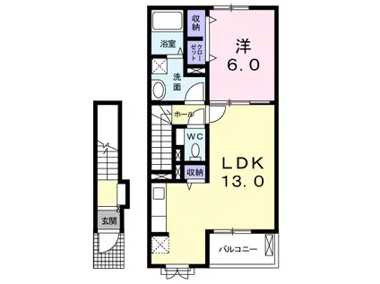 エコ ソラージュA(1LDK/2階)の間取り写真