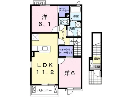 エレガンス(2LDK/2階)の間取り写真