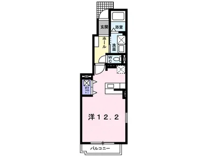 カーサフェリーチェ(ワンルーム/1階)の間取り写真