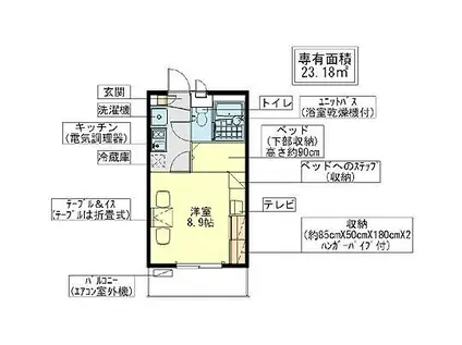レオパレスクレスト川越(1K/1階)の間取り写真