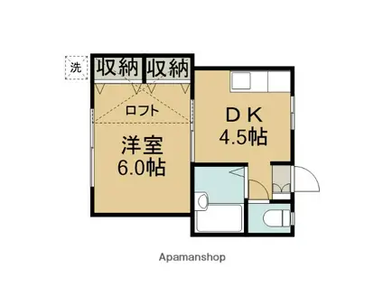 スィート若葉(1DK/1階)の間取り写真