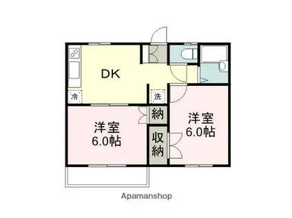 エスタンジア(2DK/2階)の間取り写真