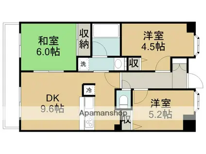 ダイアパレス川越西小仙波(3DK/8階)の間取り写真