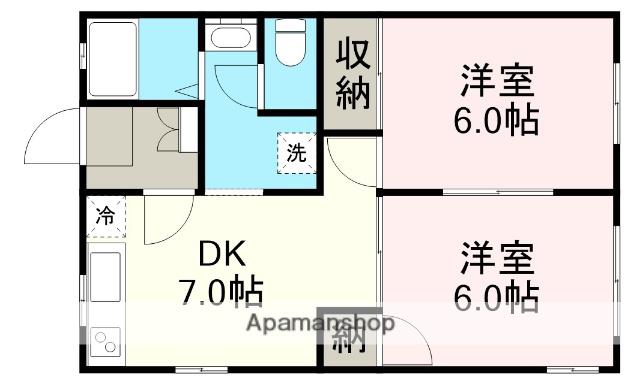 ハイツ寿(2DK/1階)の間取り写真