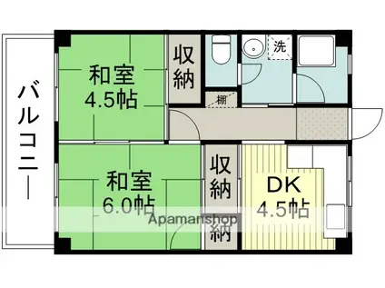 三佑マンション(2DK/3階)の間取り写真