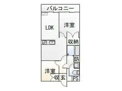コートヒルズ鶴ヶ島(2LDK/1階)の間取り写真