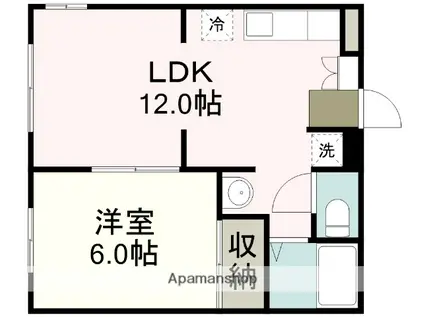 RYU四番館A棟(1LDK/2階)の間取り写真