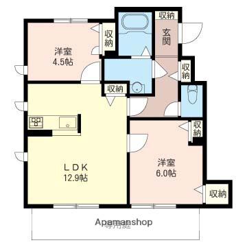 グラーヴェ(2LDK/1階)の間取り写真