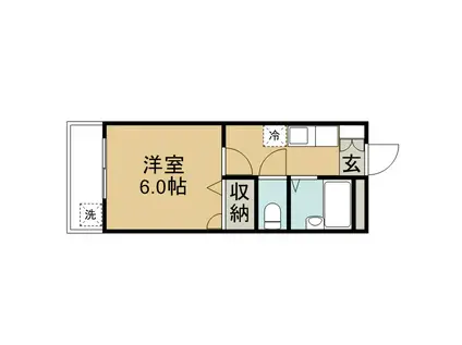 クロノス霞が関サウス(1K/2階)の間取り写真