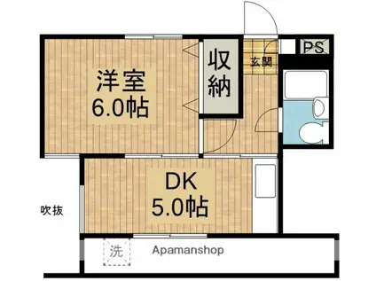 ハイツ吉岡(1DK/3階)の間取り写真