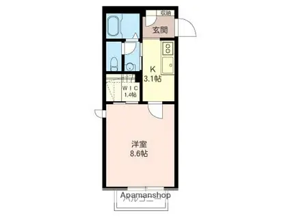 グリーン ウッド(1K/2階)の間取り写真