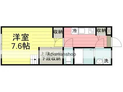 ジェニアル(1K/2階)の間取り写真