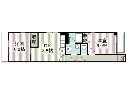 ドミール川越(2DK/4階)の間取り写真