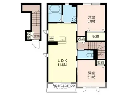 グローリア スエヒロ(2LDK/2階)の間取り写真
