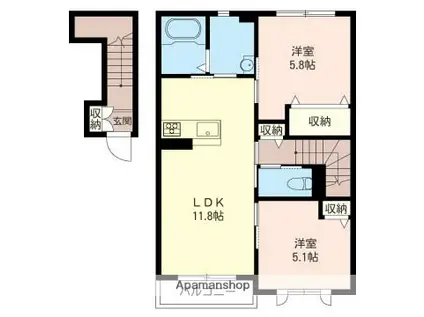 グローリア スエヒロ(2LDK/2階)の間取り写真