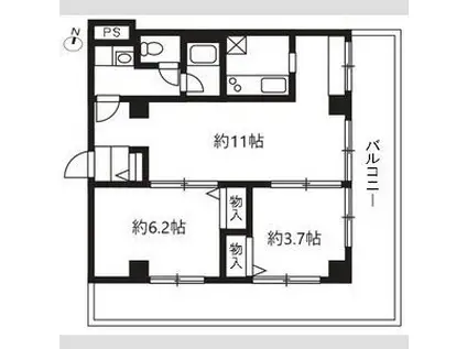 アールスリー川越(2LDK/5階)の間取り写真
