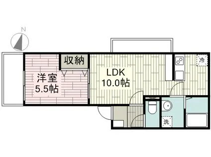 HELIANTHE(1LDK/2階)の間取り写真