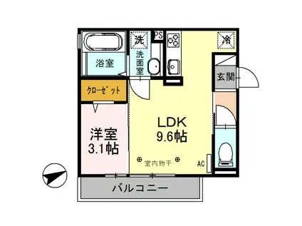 ソフィア(1LDK/3階)の間取り写真