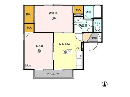 ジュピターズ A/B(2DK/1階)の間取り写真