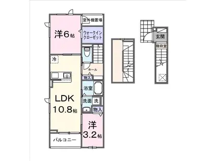 ノクターン(2LDK/3階)の間取り写真