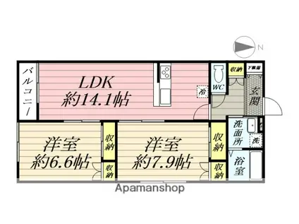 麻利サウスルーチェ(2LDK/3階)の間取り写真
