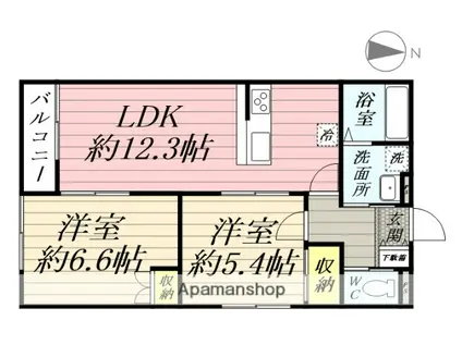 麻利サウスルーチェ(2LDK/3階)の間取り写真
