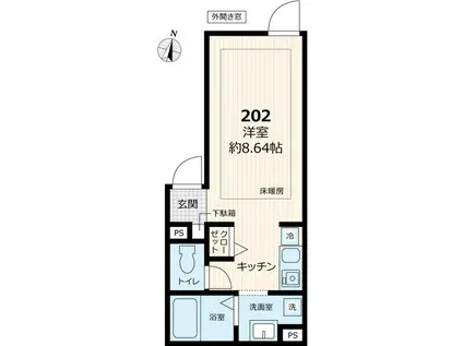 ATREN DEU(ワンルーム/2階)の間取り写真